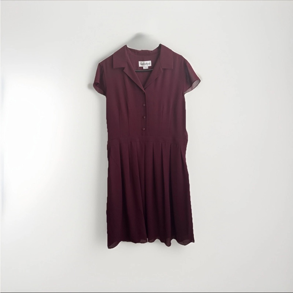 Danny & Nicole Women’s Burgundy Short Sleeve Dress With Side Zipper